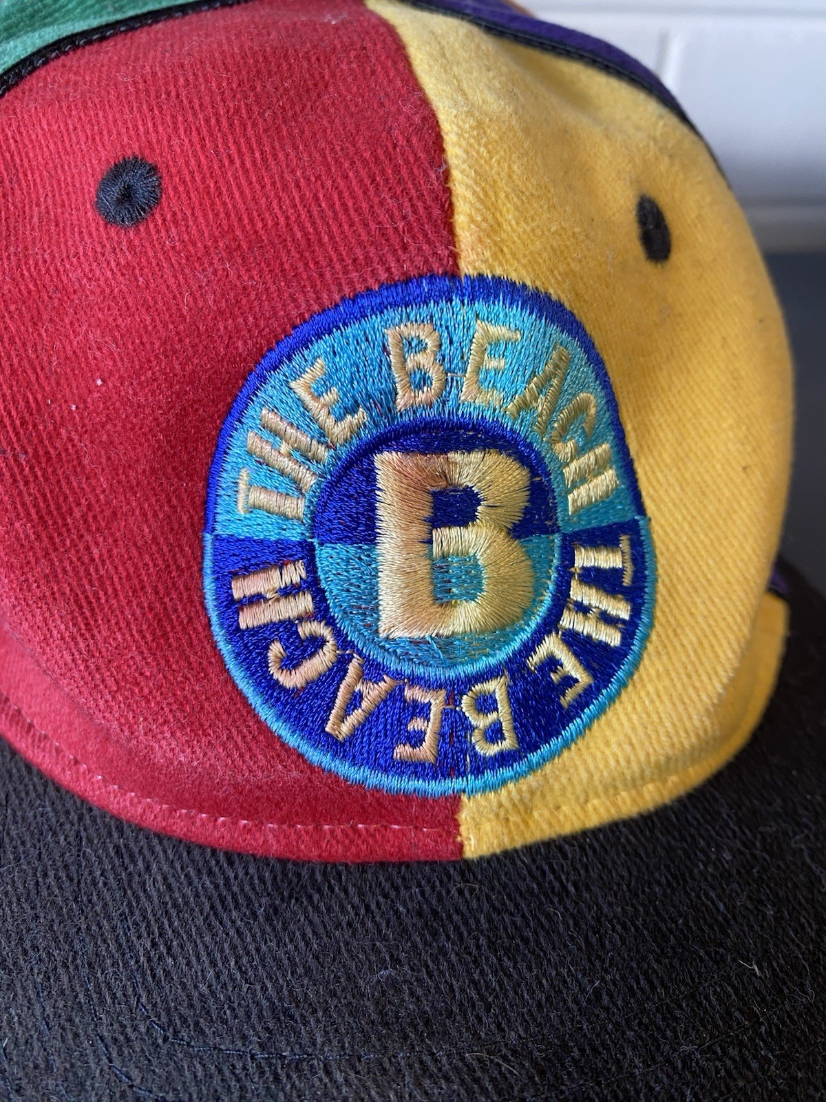 Vintage The Beach Patchwork Cap – 90s Multi-Color… - image 2