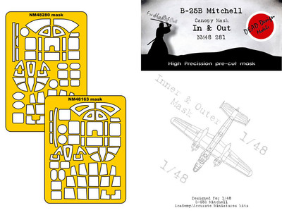 DEAD Design 1/48 B-25B Mitchell In n Out Masking for ACC/Academy kits