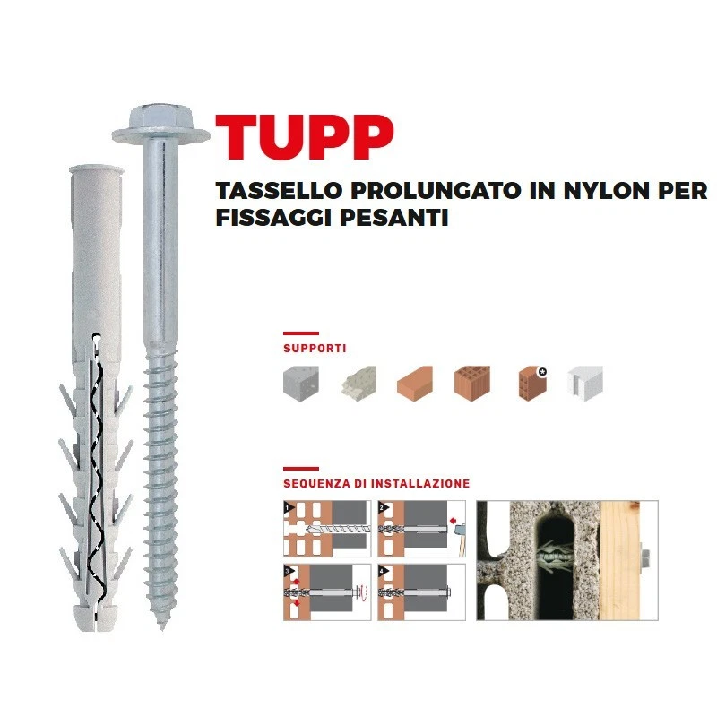 Tasselli nylon con viti TUP4 TUP3 TUPP Testa Esagonale Friulsider tassello vite - Immagine 4 di 4