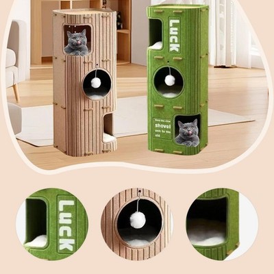 Filz Katzenhaus 3-stöckig Spielauflage Versteck Spielhaus Multifunktionaler Tierbedarf