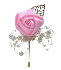 Groom Rose Boutonniere Corsage for Men, Lapel Pin Brooch