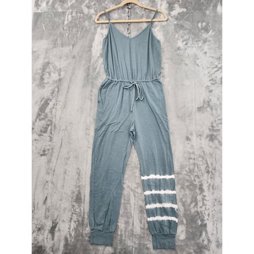 NEW Sundry Tie Dye Stripes Sleeveless Jogger Jumpsuit Size 1 Small Blue White