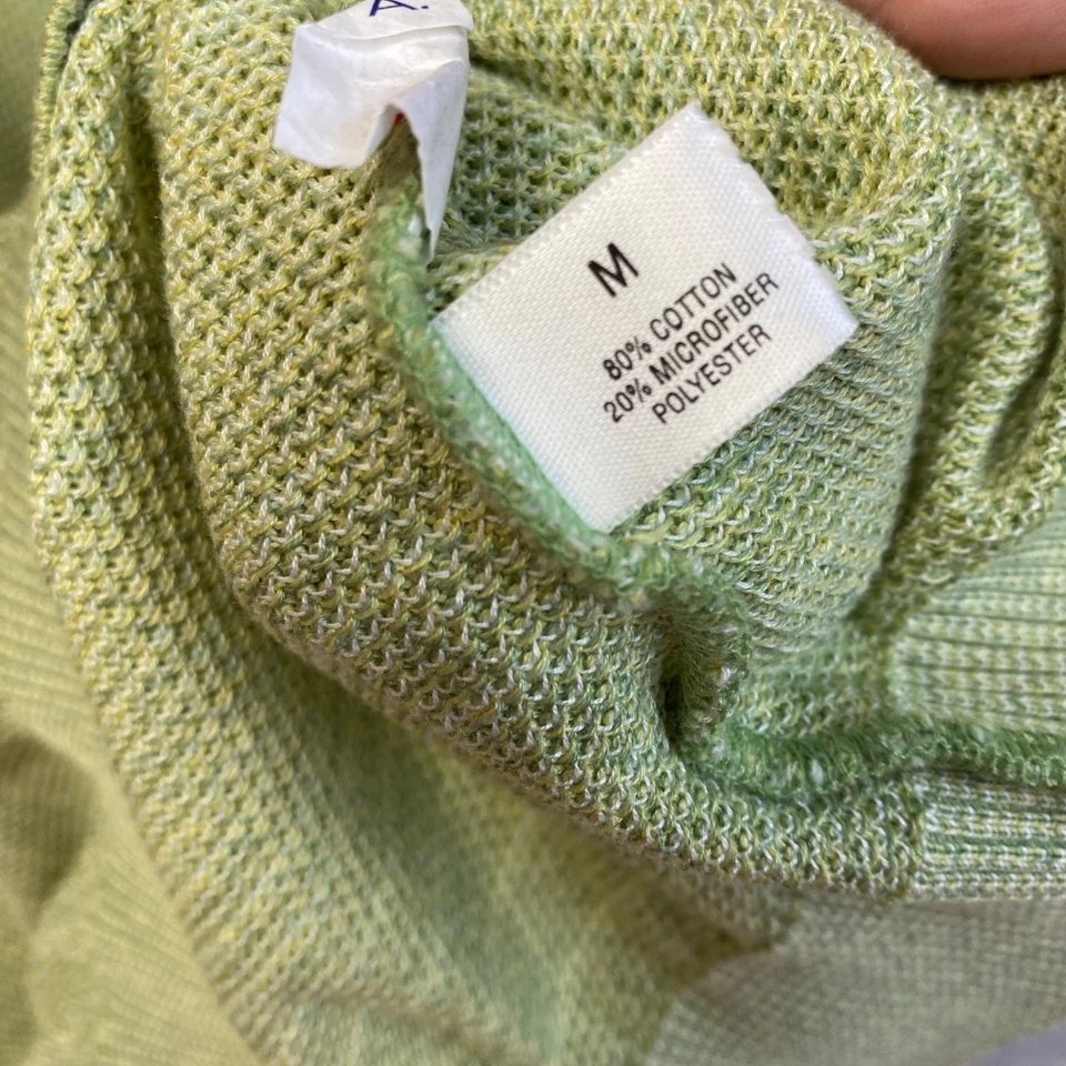 St Croix Mondo Uomo Mens Medium Green Stripe Knit Pullover Sweater - Image 4 of 4