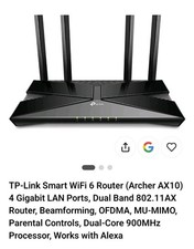 TP-Link Router Archer AX10 AX1500 Wi-Fi 6 Router 1201/300Mbps 5/2.4GHz Retail