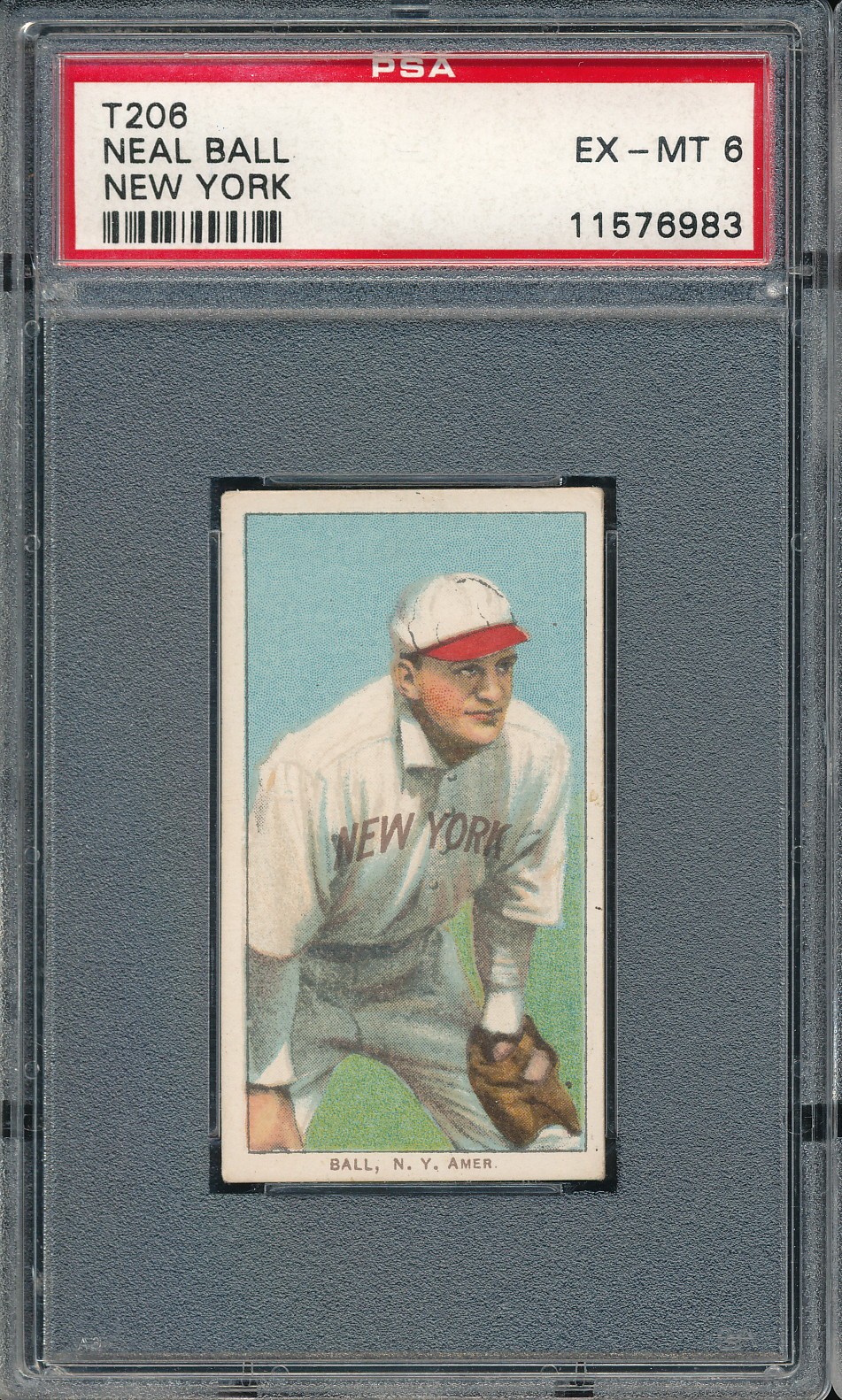 T206 Piedmont 350/25 Neal Ball (New York) PSA 6 - POP 22!