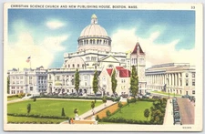 Vintage Boston Christian Science Church Linen Postcard 1939