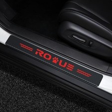 4Pcs Door Sill Protector Reflective 4D Carbon Fiber Sticker Decorat Color: Red