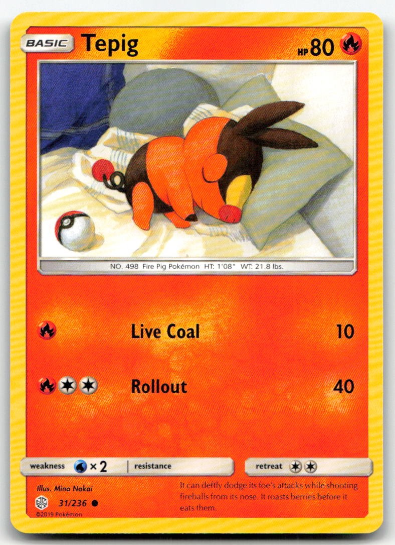 Tepig 31/236 Common Cosmic Eclipse Pokemon Near Mint