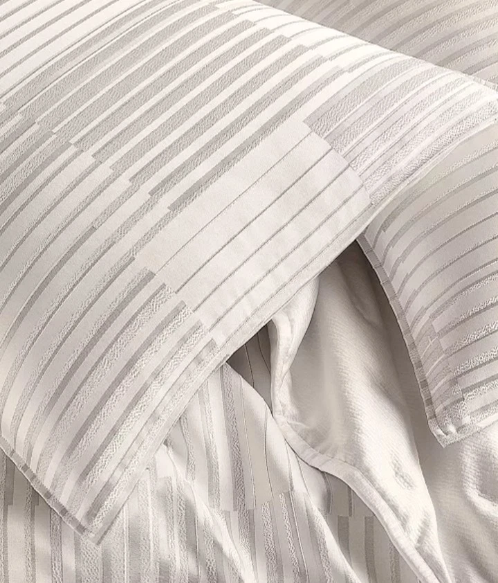 Hotel Collection «Металлическая полоса» F/Q 3 ПК пододеяльник комплект W/накидки, слоновой кости и золота, новый без ЯРЛЫКОВ - Изображение 4 из 4