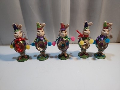 Vintage Katherines Collection Easter Ornaments Bunny Rabbit 5 Indented Rare READ