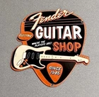 VINTAGE 12” FENDER GUITAR STORE SHOP PORCELAIN SIGN CAR GAS TRUCK MOTORCYCLE OIL