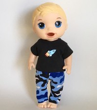 💙 Ropa para niño muñeca se adapta a 12” Camiseta Baby Alive + Pantalones CAMUFLAJE + Tema Rocket