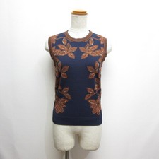 VALENTINO Excellent Condition Sleeveless Knit  S Navy Brown All Over Pattern   M