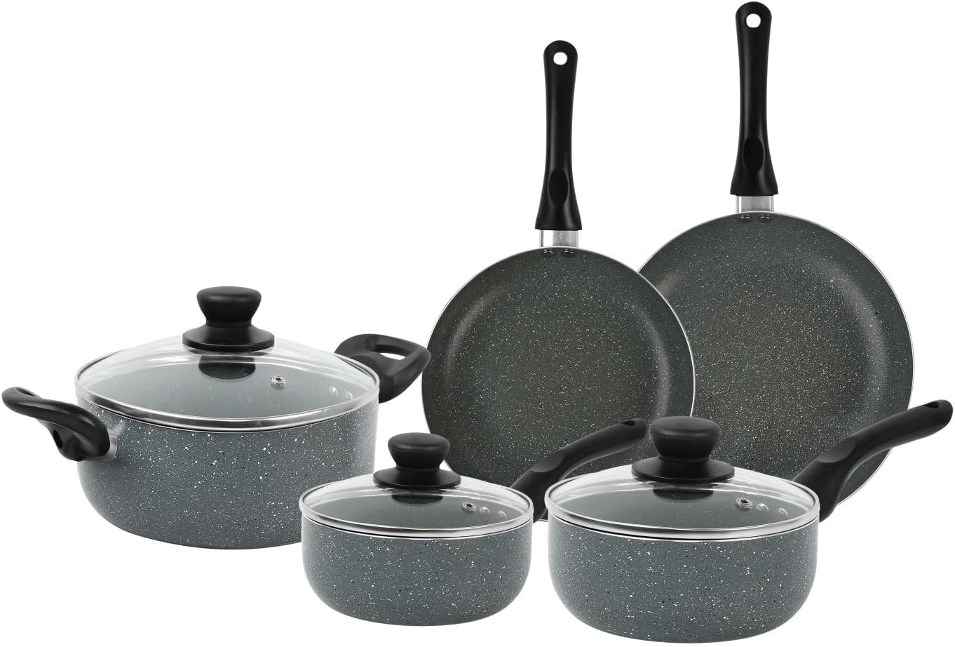 Batteria Cucina Induzione 8 Pezzi | Rivestimento Pietra Antiaderente
