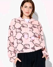 Women's Hello Kitty Zip-Up Graphic Hoodie - Pink L