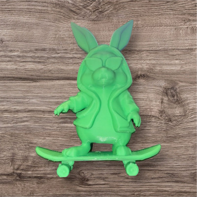 3d Printed Bunny Decoration On A Snowboard