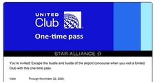 United Club one-time pass Expires 11/22/2026  ** email delivery within 8 hours**