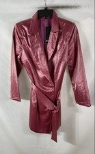 Nasty Gal Women's Pink Metallic Shiny a River Belted Blazer Dress NWT Sz 8