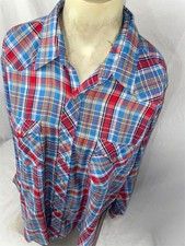 VTG 70 80S MENS XL WRANGLER PLAID GLITTER STRIPE COWBOY WESTERN BUTTON SHIRT