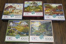 Lot of 5 Charles Wysocki Jigsaw Puzzles Buffalo 1000 Sparkhawk Free Shipping
