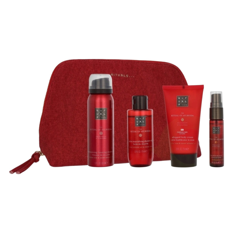 Rituals Ayurveda 4 Piece Travel Gift Set Shower Gel Oil Body Mist Cream