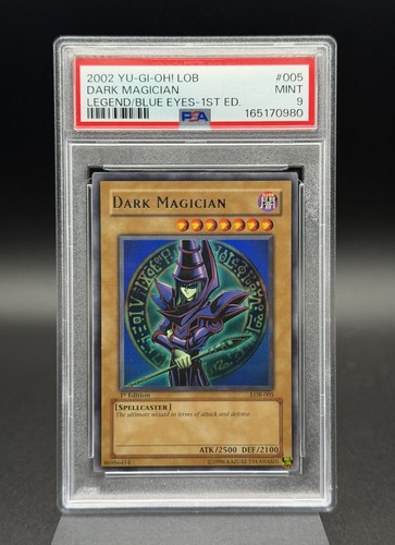 2002 Yu-Gi-Oh! Dark Magician LOB-005 1st Edition PSA 9 Legend of Blue Eyes