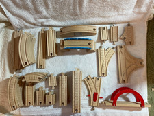 Lot of 57 pieces of Vintage Brio and/or Thomas The Train Wooden Railway Tracks