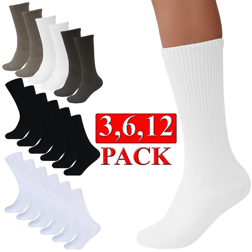 Mens Sports Socks Cotton Work Thick Casual Winter Sock 3,6,12 Pairs UK 6–11