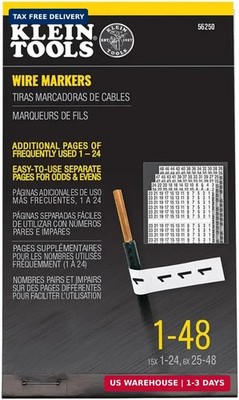 Klein Tools 56250 Wire Marker Book for Cable Management, Electric Panel Organiza