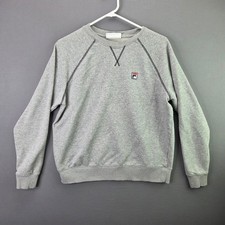 Fila Sweatshirt Mens Large Gray Raglan Crewneck Embroidered Logo Long Sleeve
