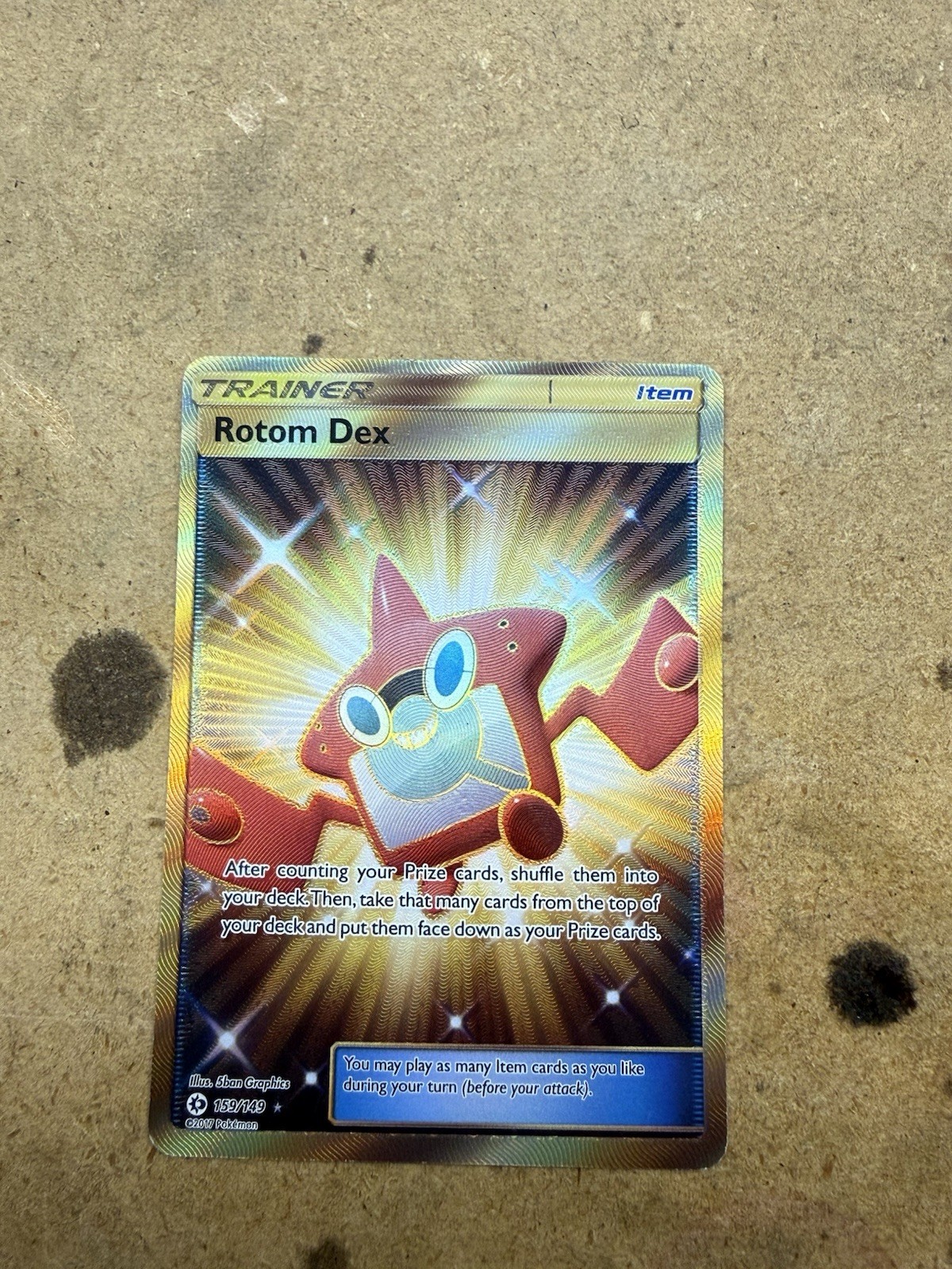 Pokémon TCG Rotom Dex Sun & Moon Base Set 159/149 Holo Secret Rare