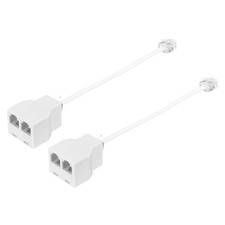 2 Pack Phone Jack Splitter, RJ11 6P4C Telephone Line 2 Way Splitter 0.55ft White