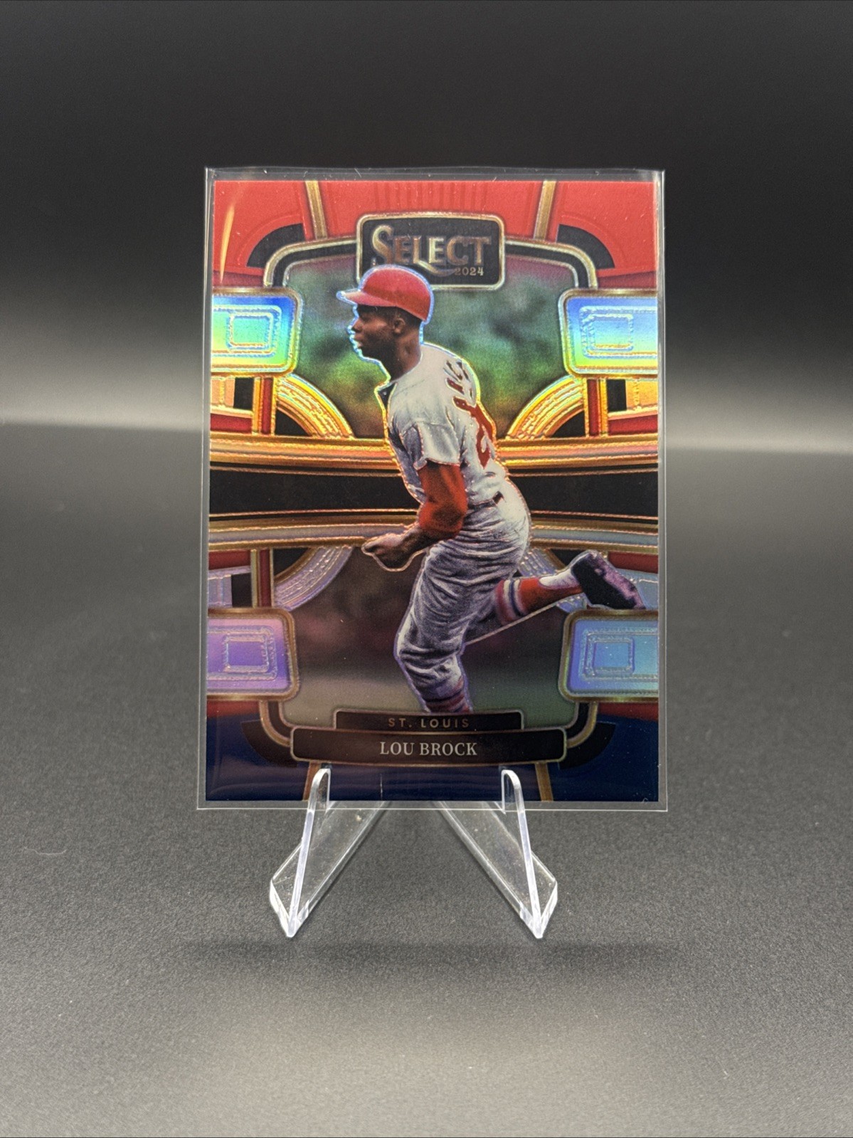 2024 Panini Select - Concourse Lou Brock #85 Red & Blue Prizm