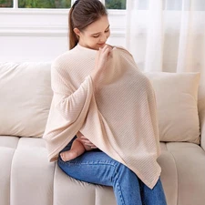 Knit Nursing Cover for Baby Breastfeeding, Breathable and Soft, Wide Neck wit...