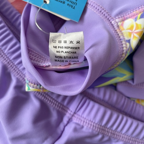 Girl's 2 Piece Short Sleeve Swimsuit UPF 50+ NWT Size 12 Purple Floral - Picture 5 of 5