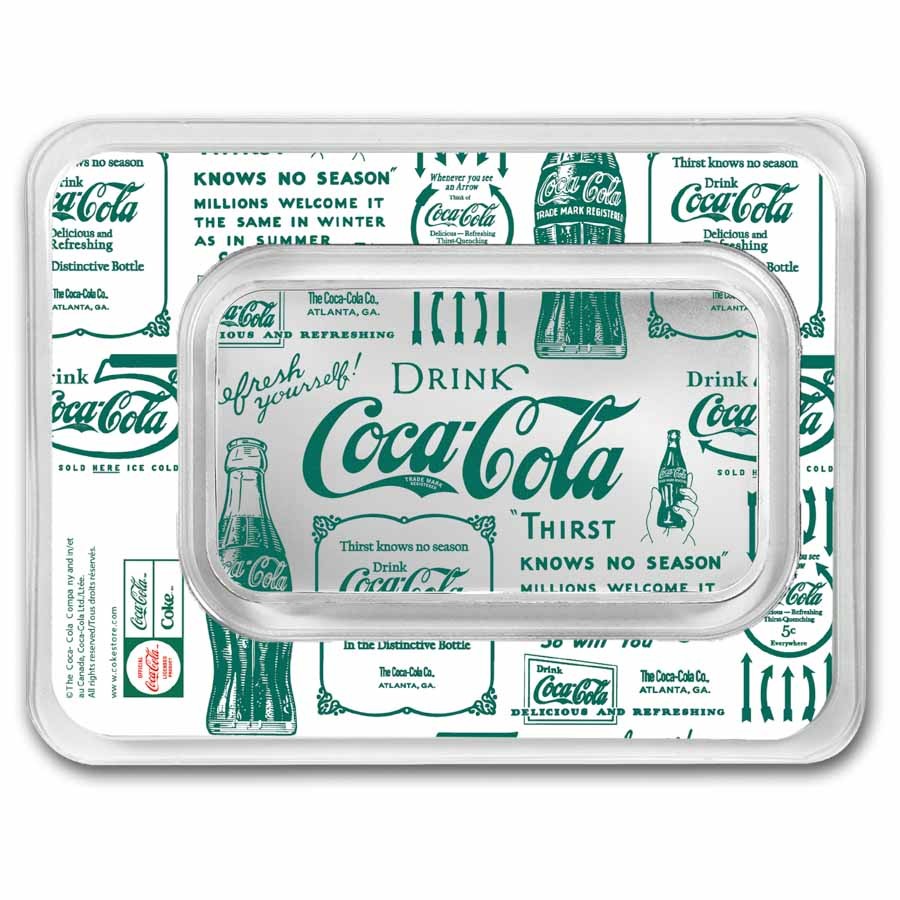 Coca-Cola® Vintage 1 oz Silver Colorized Bar in TEP | eBay