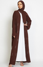 AbayaButh Women's Arabian Night Embellished Open Abaya Mahogany Size 56 NWT
