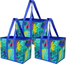 Grocery Tote 3-Pack All-Purpose Collapsible Totes with Handles Kitchen Reusable 