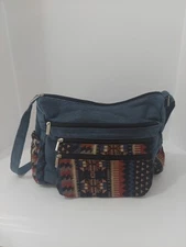 Canyon Sky Denim Crossbody Bag Multicolor Traditional Southwestern Aztec Purse