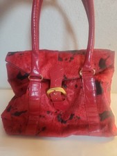 The Find  Vintage Red Calfhair Leather Satchel Shoulder Bag Rare
