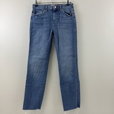 Free People Jeans Womens Size 25 Blue Mid Rise Distressed Cropped Stretch Denim