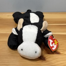 Ty Beanie Baby Daisy the Cow 9" Beanbag Plush Black White 1993