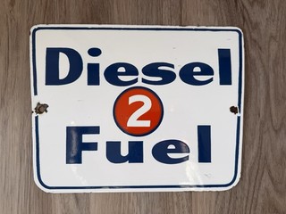 Original Gulf Gas Station Diesel 2 Fuel Pump Sign