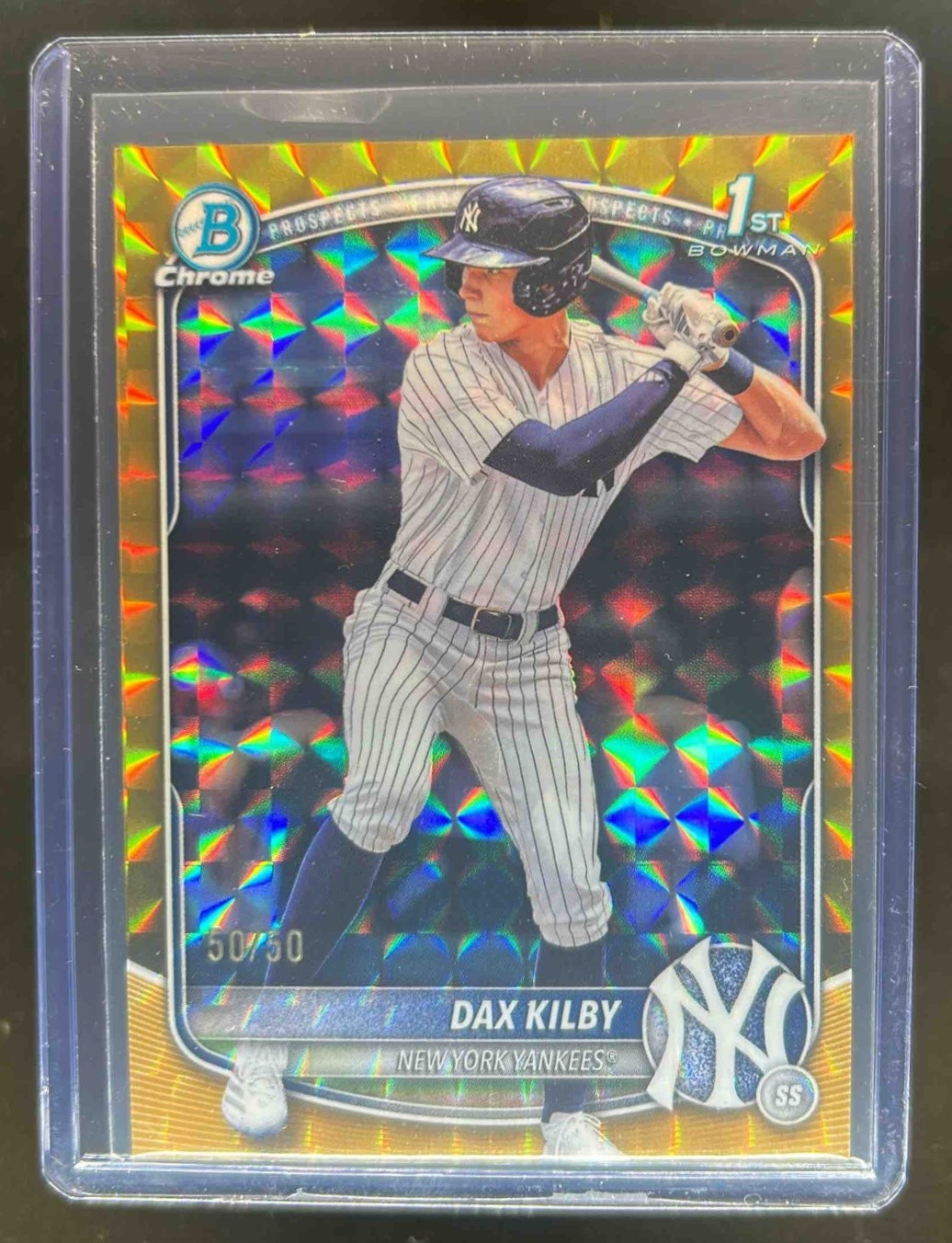 2025 Bowman Draft Dax Kilby Chrome Gold Geometric Refractor 1st #/50 Yankees