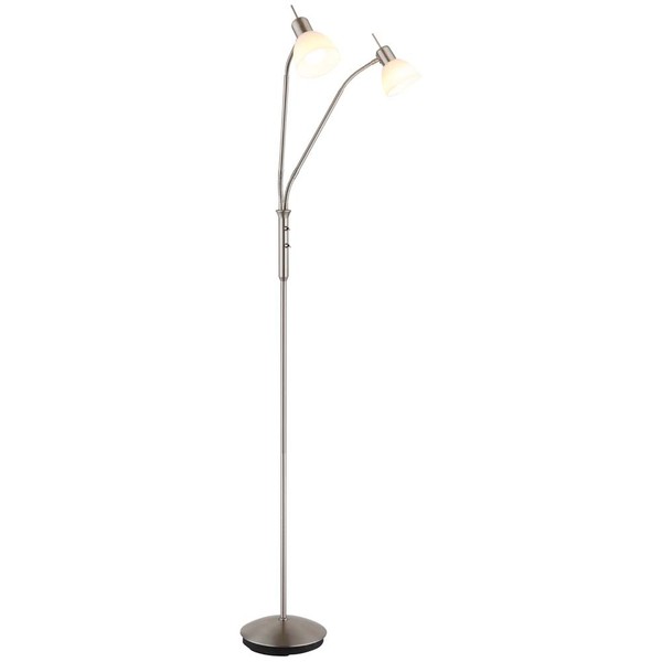 Stehlampe Standleuchte BüRolampe Metall Nickel Matt 2 Flammig Led Flexo H 152 Cm-image