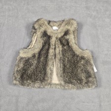 Carters Faux Fur Vest Size 12 Months Brown Sleeveless Girls Lined Jacket NWT