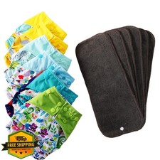 Asenappy Cloth Diapers 6 Pack w/ Inserts and Wet Bag  Bear Set