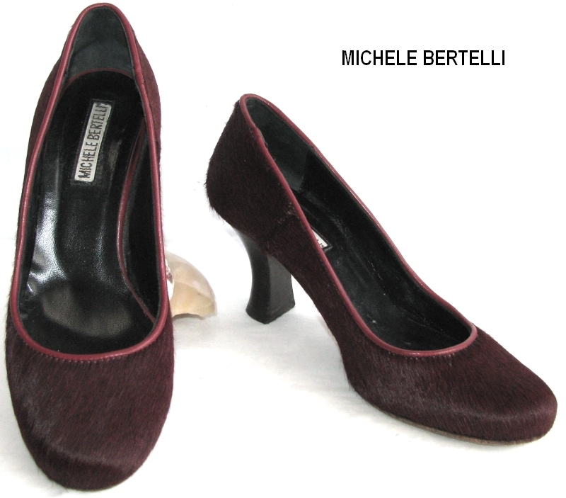 Michele Bertelli - Bordeaux Cowhide Fur Shoes Size 38 - Very Good Condition