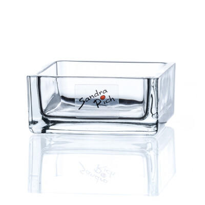 SANDRA RICH, GLAS- Schale, ''SQUARE bowl 8x8x3,5cm clear'' Kerzenglas Vase flach