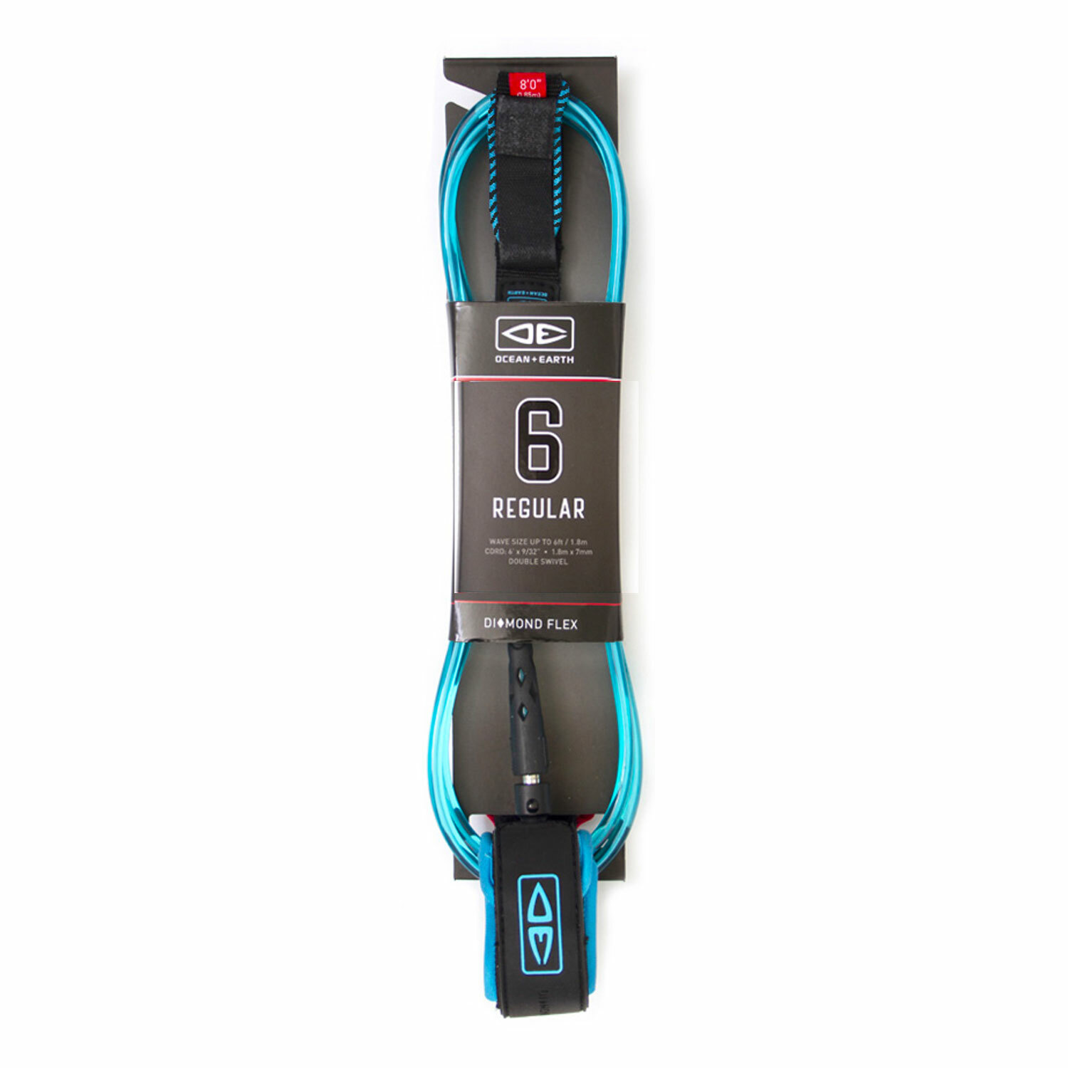 Ocean and Earth Regular Surfboard Leash 6ft - Blue NEW Double Swivel